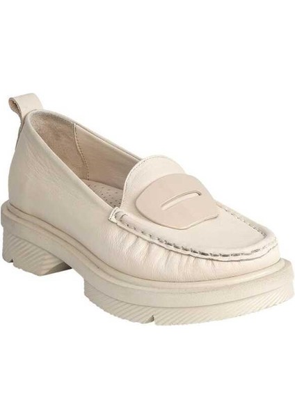 D24YA-850 Kalın Taban Loafer Deri Kadın Ayakkabı