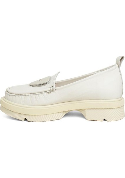 D24YA-850 Kalın Taban Loafer Deri Kadın Ayakkabı