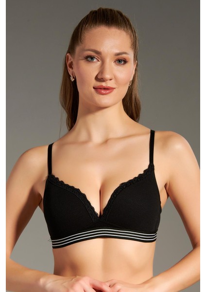 Dantel Detay Desteksiz Çocuk Sütyeni C18132 Siyah