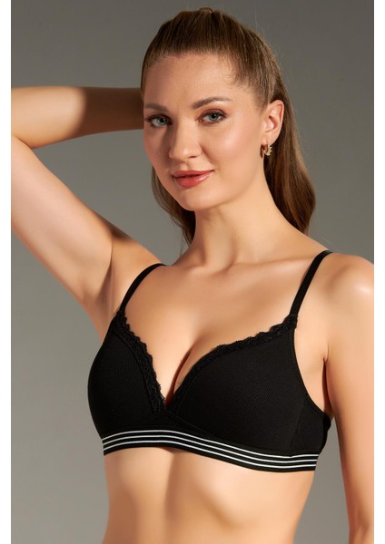 Dantel Detay Desteksiz Çocuk Sütyeni C18132 Siyah modelleri