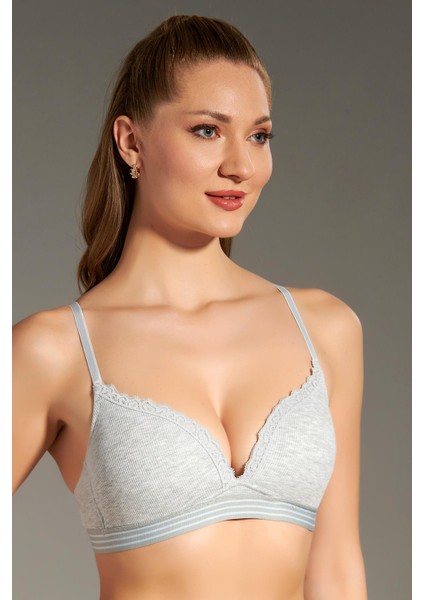 Dantel Detay Desteksiz Çocuk Sütyeni C18132 Gri Melanj fiyatları