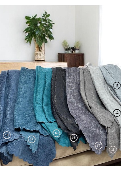 Jakarlı Şönil Kaymaz Koltuk Örtüsü ve Çekyat Örtüsü 175 x 215 cm | Mikrofiber Koltuk Şalı