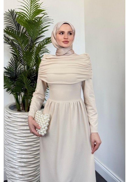 Flora Üstü Pelerinli Elbise Krem fiyatları