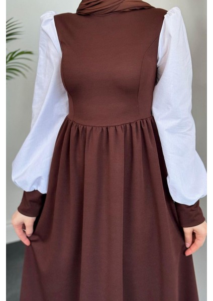 Aria Eteği Fırfırlı Elbise Kahverengi modelleri