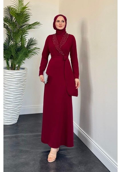 Arden Kruvaze Yaka Abiye Bordo fiyatları
