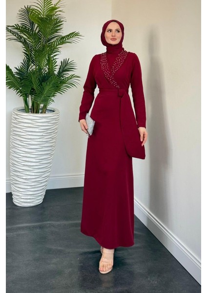 Arden Kruvaze Yaka Abiye Bordo