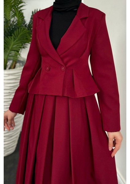 Elvin Blazer Etek Takım Bordo modelleri