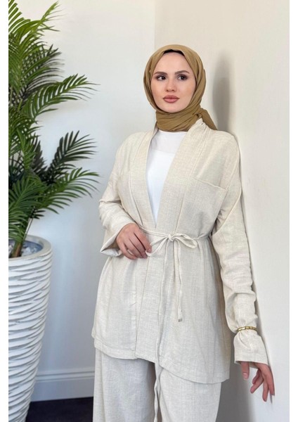 Semila Kimona Palazzo Pantolon Takım Krem modelleri