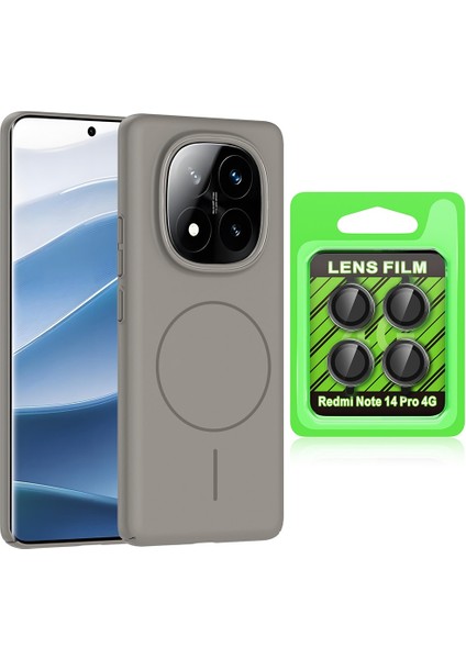 Xiaomi Redmi Note 14 Pro 4G Kılıf M-safe Şarj Özellikli Zore Ruby Sert Kapak + Kamera Lens Koruyucu