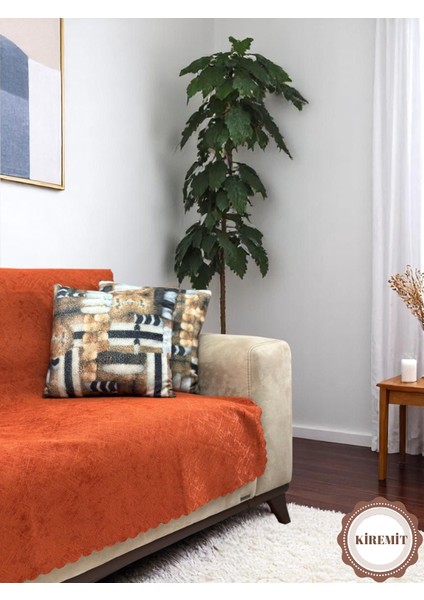 Jakarlı Şönil Kaymaz Koltuk Örtüsü ve Çekyat Örtüsü 175 x 215 cm | Mikrofiber Koltuk Şalı
