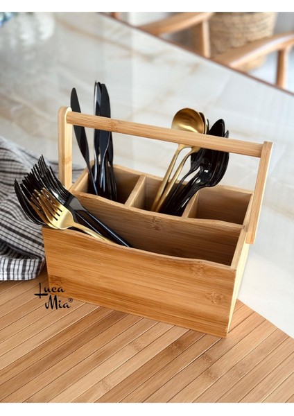 Bambu Bölmeli Kaşıklık Sepeti 23X15 cm *12