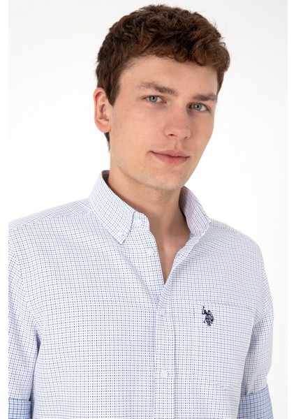 Erkek Mavi Gömlek Desenli 50306363-VR036 fiyatları