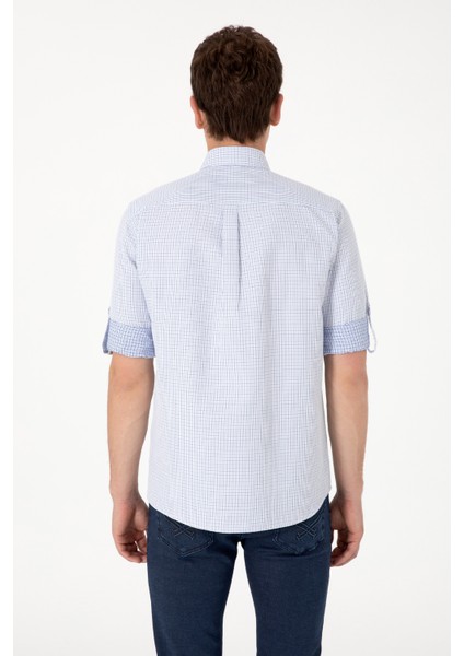 Erkek Mavi Gömlek Desenli 50306363-VR036 indirimleri