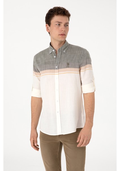 Erkek Haki Gömlek Desenli 50306336-VR027