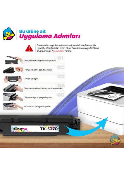 Kyocera TK-5370 Muadil Toner Takım – Ecosys MA3500CIX, MA3500CIFX, PA3500CX Yazıcılarla Uyumlu, Çipli modelleri