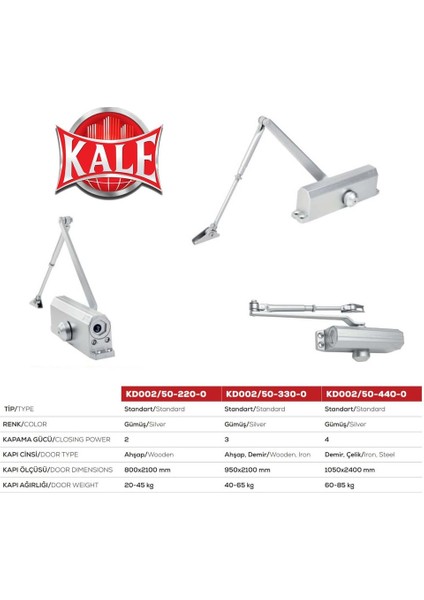 Kapı Hidroliği Gümüş 2/5 Numara- 25*120 Kg.