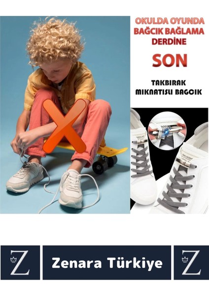 Premium Pratik Şık Klipsli Manyetik Mıknatıslı Lastikli Çocuk Ayakkabı Bağcığı 100 cm 1 Çift
