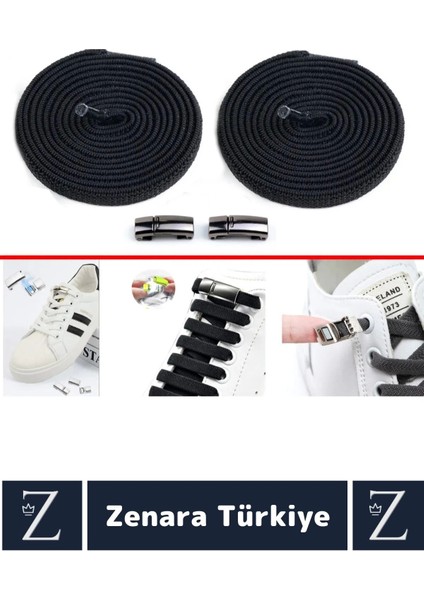 Premium Pratik Şık Klipsli Manyetik Mıknatıslı Lastikli Çocuk Ayakkabı Bağcığı 100 cm 1 Çift
