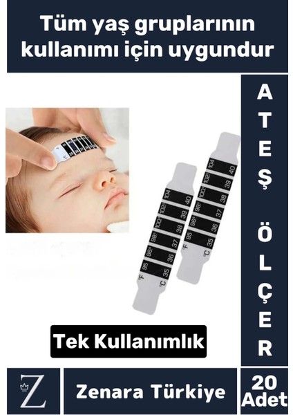 Kompakt Tüm Yaşlar Için Şerit Bükülebilir Hafif Tek Kullanımlık Çocuk Bebek Yaşlı Ateş Ölçer 20 Adet