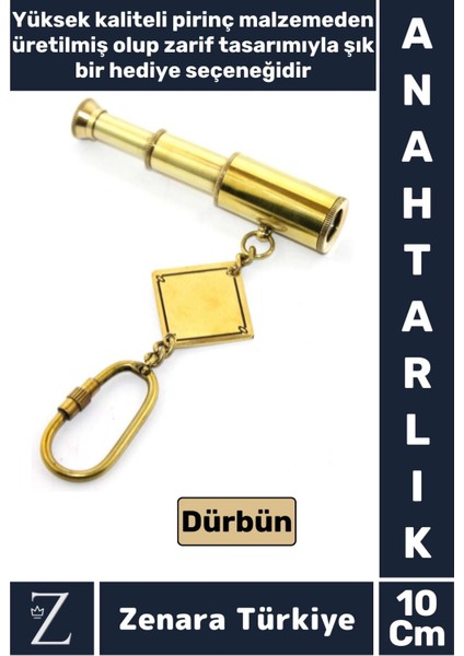 Premium Yüksek Kaliteli Pirinç Dekoratif Şık Hediyelik Denizcilik Tasarım Dürbün Anahtarlık