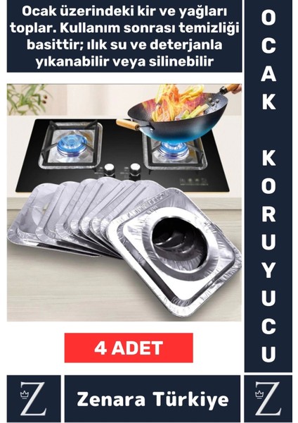 Uzun Ömürlü Dayanıklı Kolay Temizlenir Ocak Kir Yağ Önleyici Alüminyum Koruyucu Folyo 4 Adet