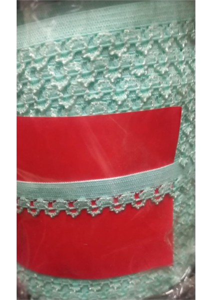 Çamaşır Lastiği Dantelli 1 cm 1 Metre Su Yeşili