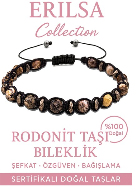 Sertifikalı Fasetli Terahertz Rodonit Taşı Bileklik – Duygusal Denge ve Içsel Huzur