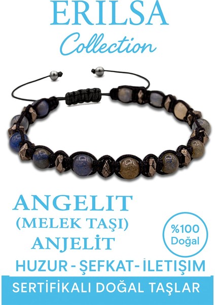 Sertifikalı Gerçek Terahertz Angelit Taşı Bileklik – Ruhsal Denge ve Iletişim Açıklığı