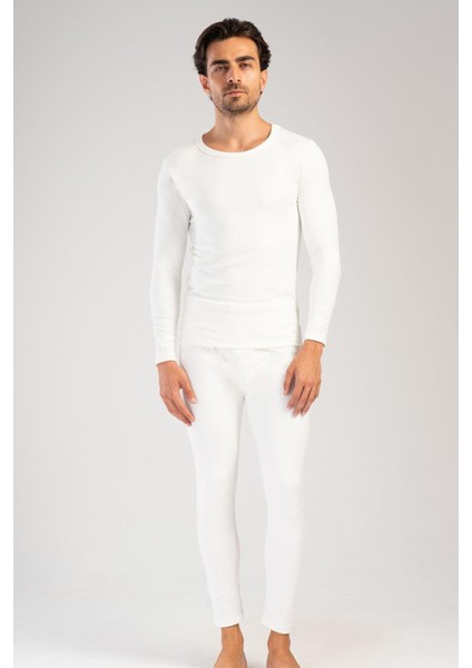 Erkek Uzun Kol Kayık Yaka Termal Içlik Takım 405158 Ekru