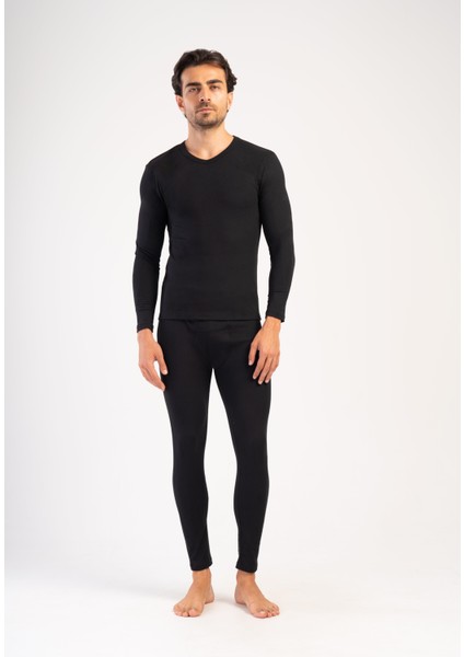 Erkek Uzun Kol V Yaka Termal Içlik Takım 405157 Siyah