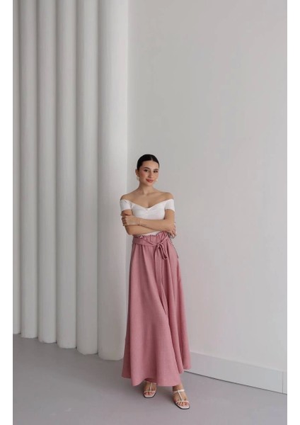 Pembe Dökümlü Şalvar Kadın Pantolon