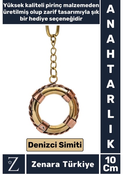 Premium Yüksek Kaliteli Pirinç Dekoratif Şık Hediyelik Denizcilik Tasarımı Denizci Simiti Anahtarlık