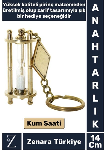 Premium Yüksek Kaliteli Pirinç Dekoratif Şık Hediyelik Denizcilik Tasarım Kum Saati Anahtarlık