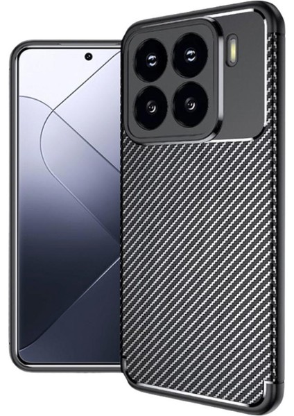 Xiaomi 15 Uyumlu Silikon Kılıf Karbon Desenli Darbe Emici Autofocus Tam Koruma Kapak