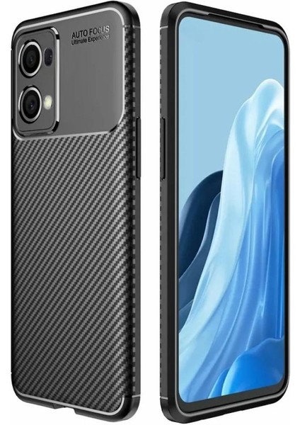 Oppo Reno 13 Pro Uyumlu Silikon Kılıf Karbon Desenli Darbe Emici Autofocus Tam Koruma Kapak