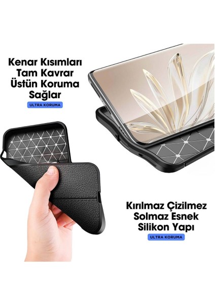 Honor X60 Pro Uyumlu Silikon Kılıf Deri Desenli Darbe Emici Autofocus Tam Koruma Kapak modelleri