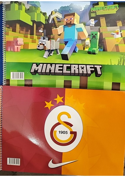 Galatasaray ve Minecraft Figürlü Resim Defteri 35CM*25CM (Toplam 2 Adet)