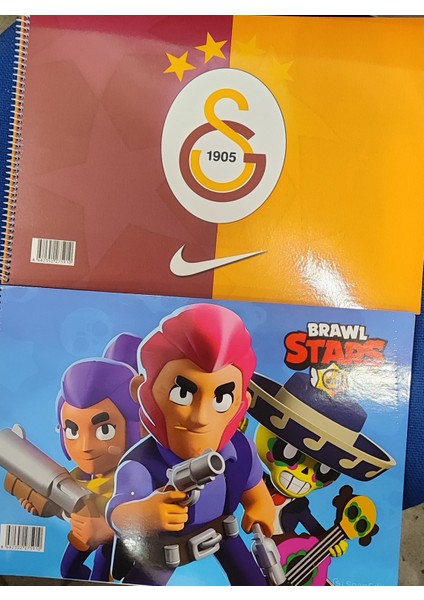 Galatasaray ve Brawlstars Figürlü Resim Defteri 35CM*25CM (Toplam 2 Adet)