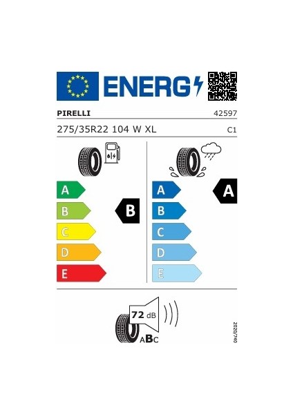275/35R22 104W P-Zero Pz4 (Vol) Xl - Yaz Lastiği (2025 Üretim)