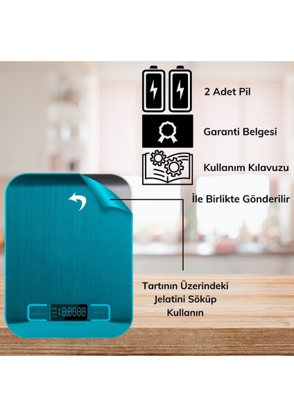 Tf 1002 Hassas Ölçümlü Maksimum 5 kg Kapasiteli LED Ekran Platin Dijital Mutfak - AGT7024-5254