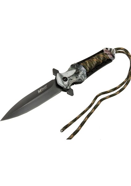 4266 Siyah Kamp Çakı 21CM - Yarı Otomatik Ipli Kemerlikli - AGT1321-9046