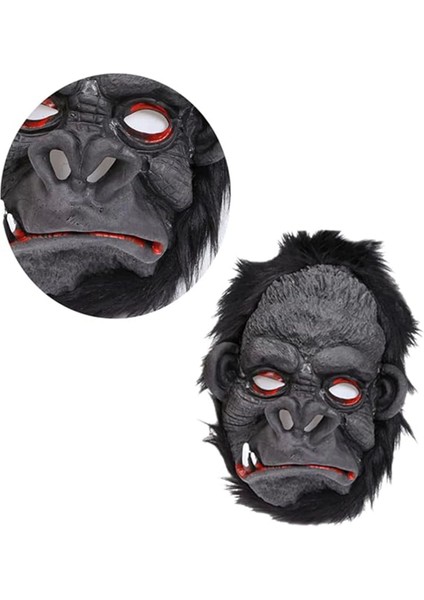Lateks Goril Maskesi Maymun Maskesi Et Maskesi Orangutan Siyah Saçlı 4 No - AGT2496-2163
