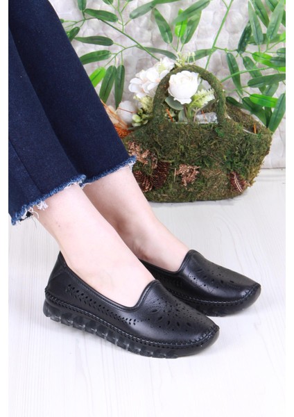 0001-L Anatomik Yumuşak Lazer Baskılı Hakiki Deri Kadın Ayakkabı