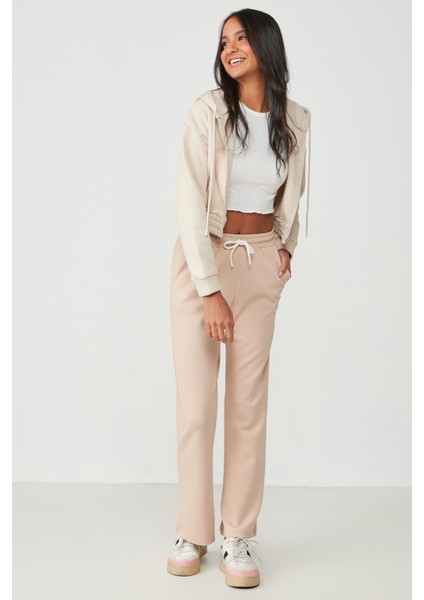 Wide Leg Ispanyol Paça Eşofman Altı 736 Sütlü Kahve modelleri