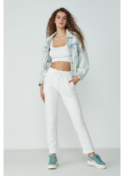 Düz Paça Eşofman Altı 901 Ekru