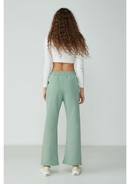 Wide Leg Ispanyol Paça Eşofman Altı 904 Fıstık Yeşil