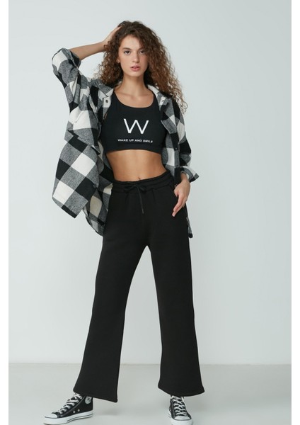 Wide Leg Ispanyol Paça Eşofman Altı 904 Siyah