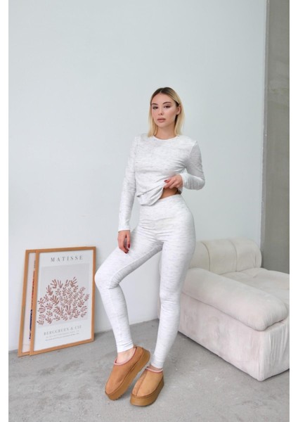 Yüksek Bel Soft Pantolon Gri