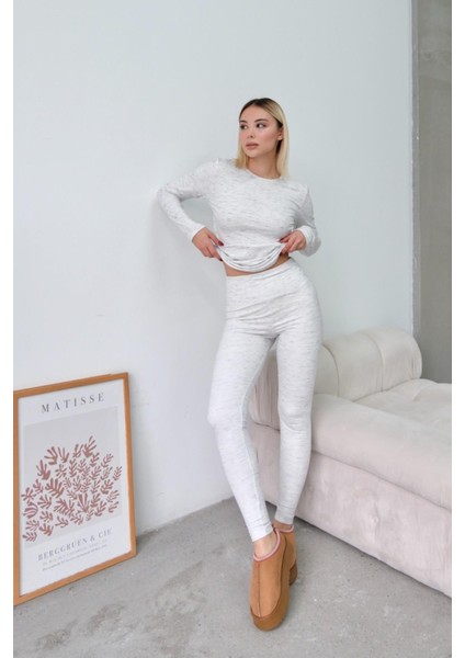 Yüksek Bel Soft Pantolon Gri