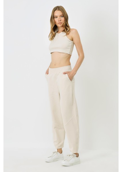 Kadın Dikiş Detaylı Eşofman Altı 745 Bej